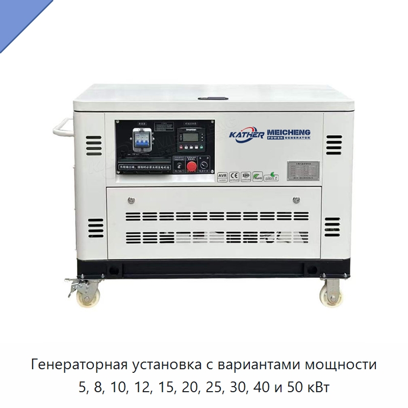 Генераторная установка с вариантами мощности 5, 8, 10, 12, 15, 20, 25, 30, 40 и 50 кВт — Бензиновые генераторы