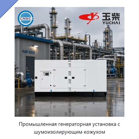 Промышленная генераторная установка с шумоизолирующим кожухом