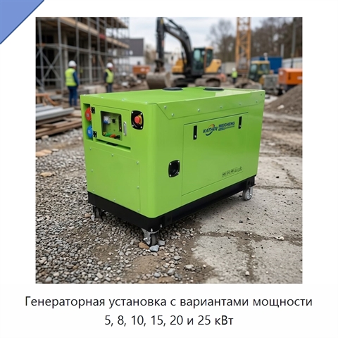 Генераторная установка с вариантами мощности 5, 8, 10, 15, 20 и 25 кВт
