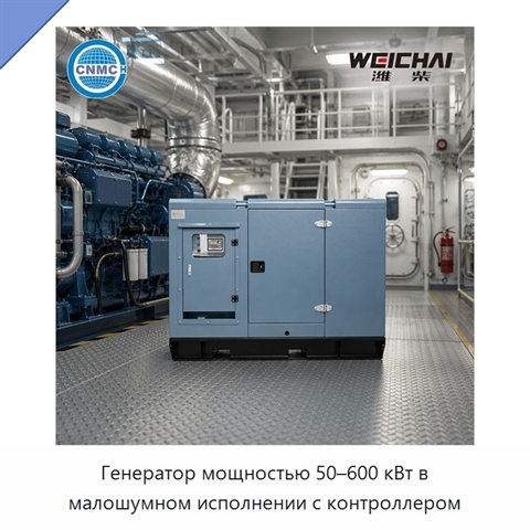 Генератор мощностью 50–600 кВт в малошумном исполнении с контроллером