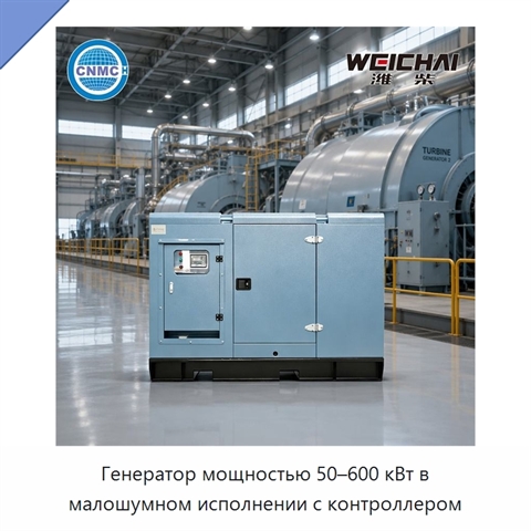 Генератор мощностью 50–600 кВт в малошумном исполнении с контроллером