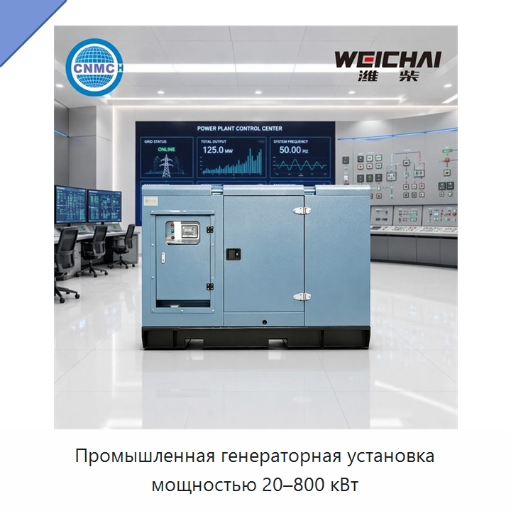 Промышленная генераторная установка мощностью 20–800 кВт