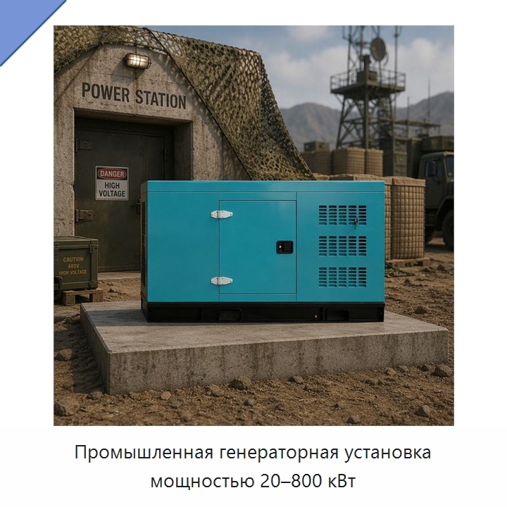 Промышленная генераторная установка мощностью 20–800 кВт