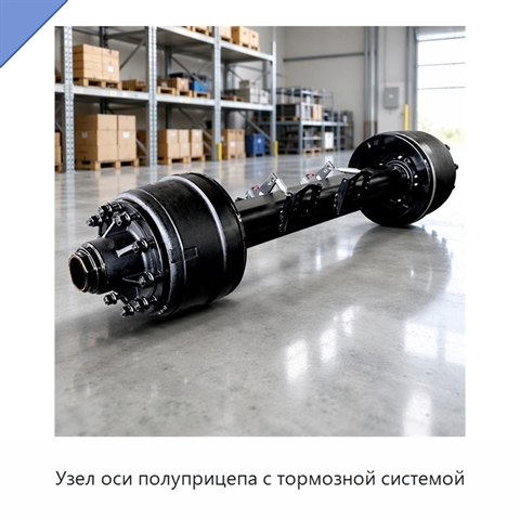 Узел оси полуприцепа с тормозной системой