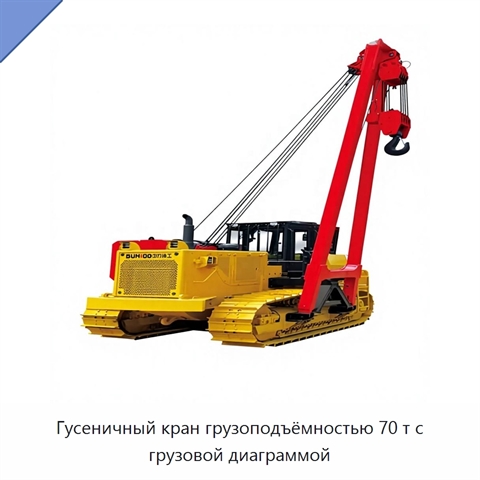 Гусеничный кран грузоподъёмностью 70 т с грузовой диаграммой