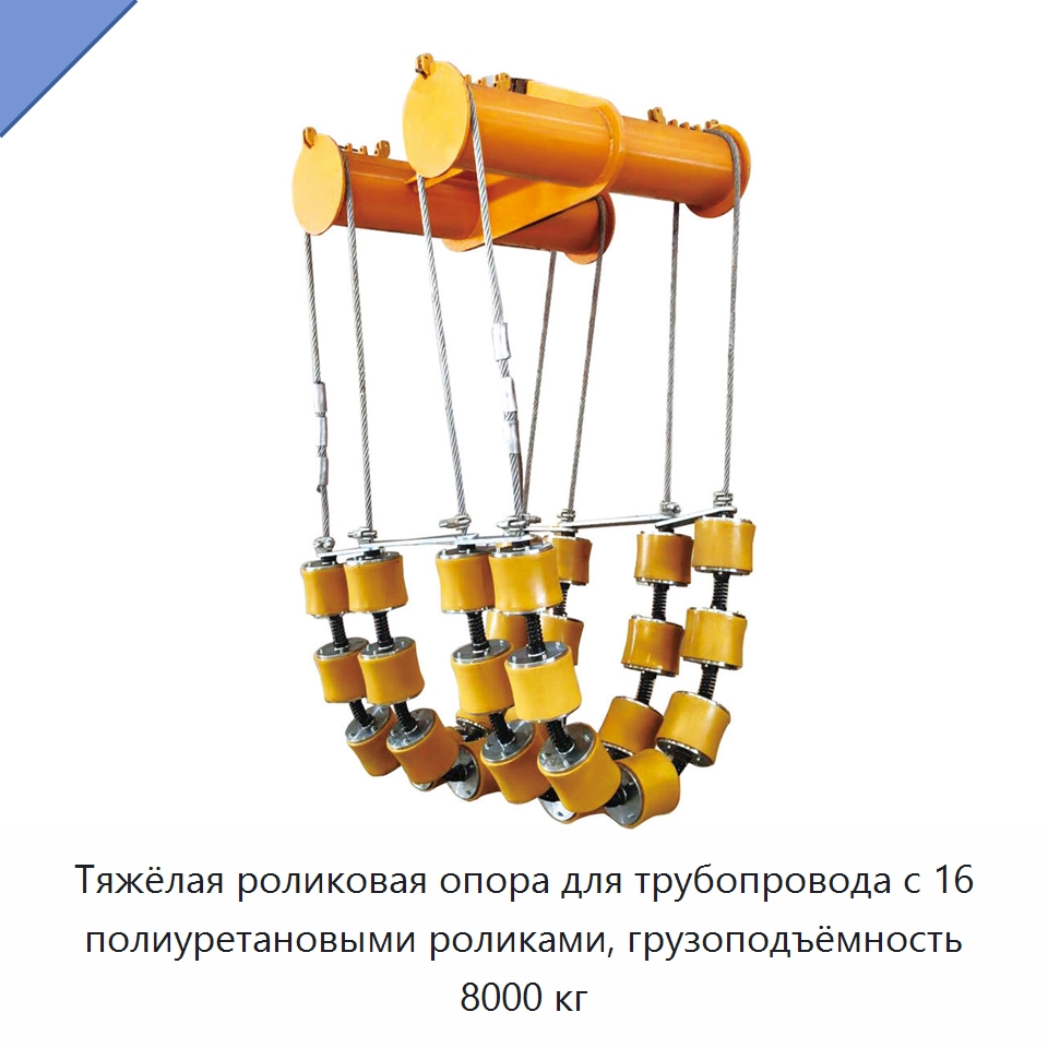 Тяжёлая роликовая опора для трубопровода с 16 полиуретановыми роликами, грузоподъёмность 8000 кг — Специальная строительная техника