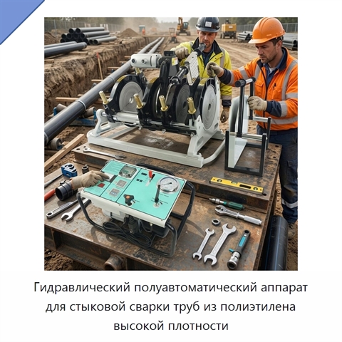 Гидравлический полуавтоматический аппарат для стыковой сварки труб из полиэтилена высокой плотности