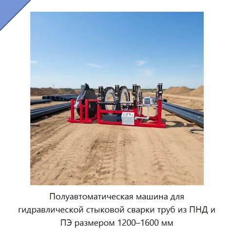 Полуавтоматическая машина для гидравлической стыковой сварки труб из ПНД и ПЭ размером 1200–1600 мм