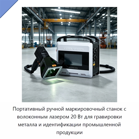 Портативный ручной маркировочный станок с волоконным лазером 20 Вт для гравировки металла и идентификации промышленной продукции