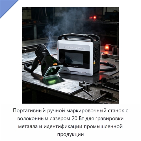 Портативный ручной маркировочный станок с волоконным лазером 20 Вт для гравировки металла и идентификации промышленной продукции