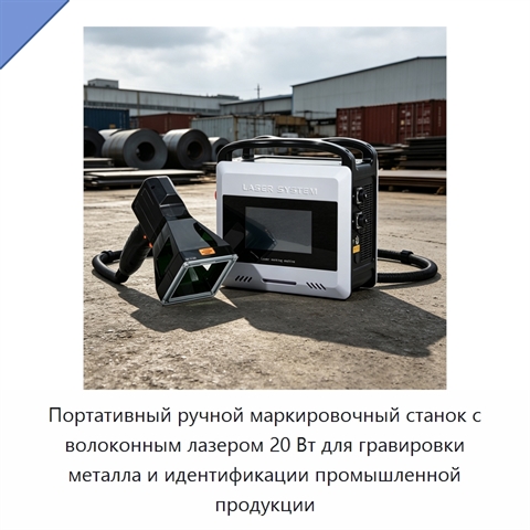 Портативный ручной маркировочный станок с волоконным лазером 20 Вт для гравировки металла и идентификации промышленной продукции