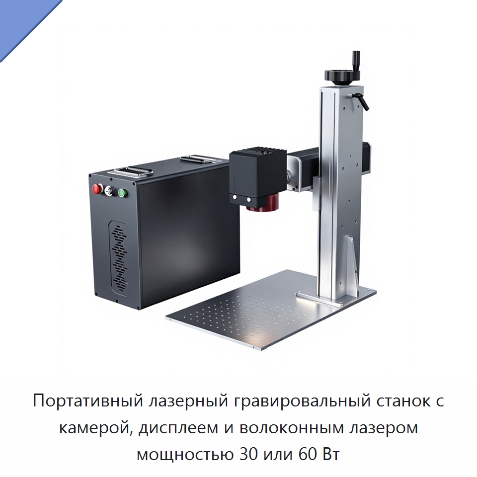 Портативный лазерный гравировальный станок с камерой, дисплеем и волоконным лазером мощностью 30 или 60 Вт — Лазерные маркировочные станки