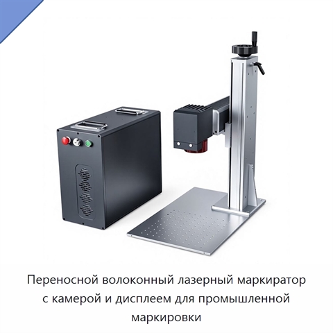 Переносной волоконный лазерный маркиратор с камерой и дисплеем для промышленной маркировки
