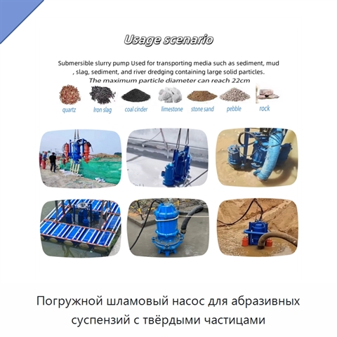 Погружной шламовый насос для абразивных суспензий с твёрдыми частицами