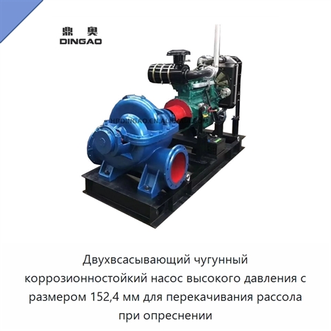 Двухвсасывающий чугунный коррозионностойкий насос высокого давления с размером 152,4 мм для перекачивания рассола при опреснении