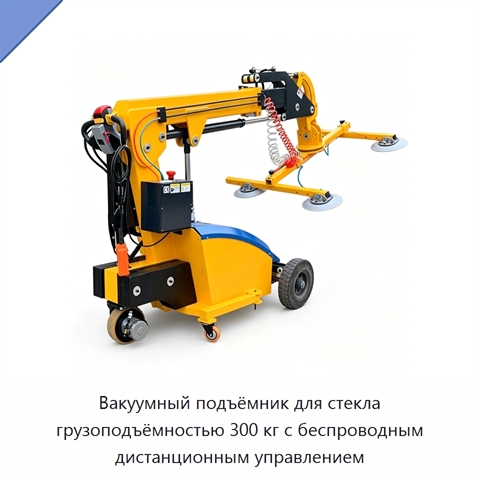 Вакуумный подъёмник для стекла грузоподъёмностью 300 кг с беспроводным дистанционным управлением