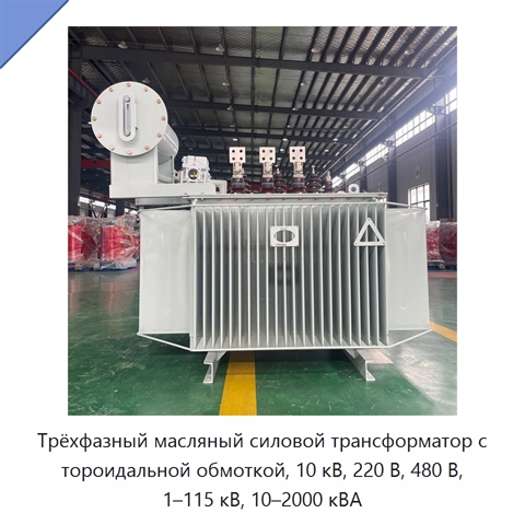 Трёхфазный масляный силовой трансформатор с тороидальной обмоткой, 10 кВ, 220 В, 480 В, 1–115 кВ, 10–2000 кВА