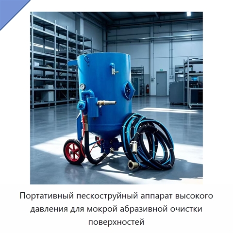 Портативный пескоструйный аппарат высокого давления для мокрой абразивной очистки поверхностей