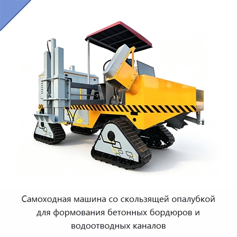 Самоходная машина со скользящей опалубкой для формования бетонных бордюров и водоотводных каналов