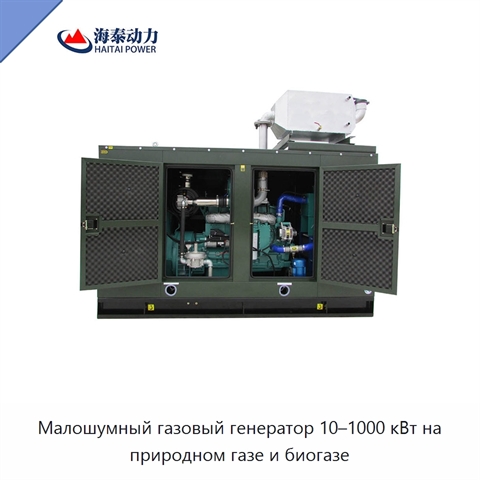 Малошумный газовый генератор 10–1000 кВт на природном газе и биогазе