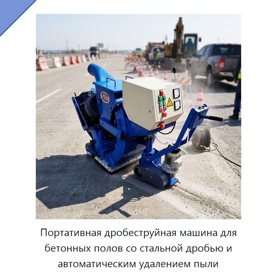 Портативная дробеструйная машина для бетонных полов со стальной дробью и автоматическим удалением пыли — Абразивоструйное оборудование