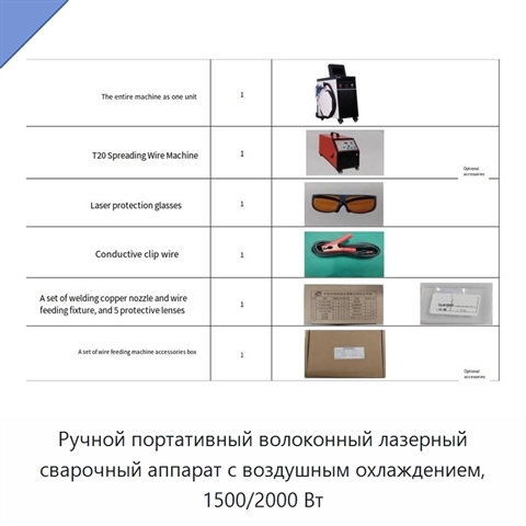 Ручной портативный волоконный лазерный сварочный аппарат с воздушным охлаждением, 1500/2000 Вт