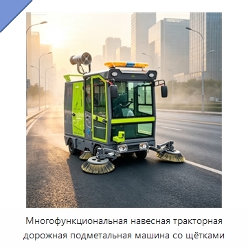 Многофункциональная навесная тракторная дорожная подметальная машина со щётками