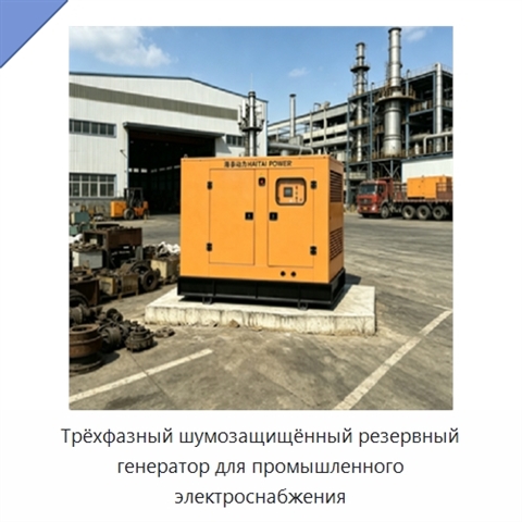 Трёхфазный шумозащищённый резервный генератор для промышленного электроснабжения