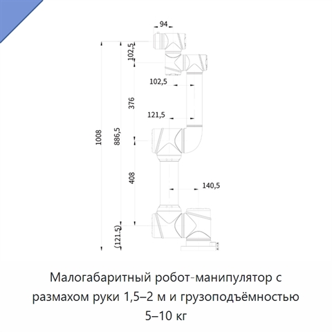 Малогабаритный робот-манипулятор с размахом руки 1,5–2 м и грузоподъёмностью 5–10 кг