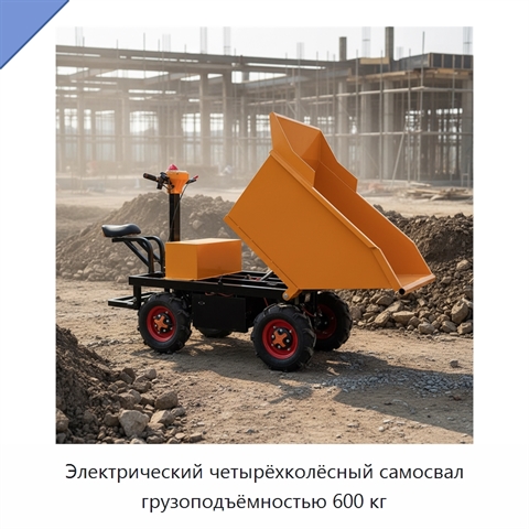 Электрический четырёхколёсный самосвал грузоподъёмностью 600 кг