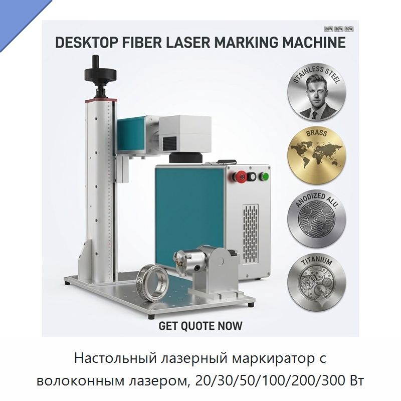 Настольный лазерный маркиратор с волоконным лазером, 20/30/50/100/200/300 Вт — Лазерные гравировальные станки