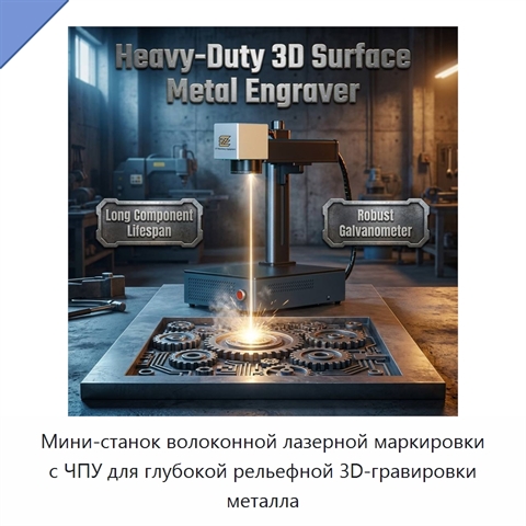 Мини-станок волоконной лазерной маркировки с ЧПУ для глубокой рельефной 3D-гравировки металла