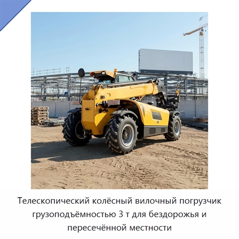 Телескопический колёсный вилочный погрузчик грузоподъёмностью 3 т для бездорожья и пересечённой местности