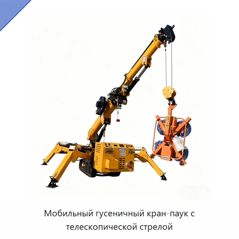 Мобильный гусеничный кран-паук с телескопической стрелой