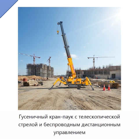 Гусеничный кран-паук с телескопической стрелой и беспроводным дистанционным управлением