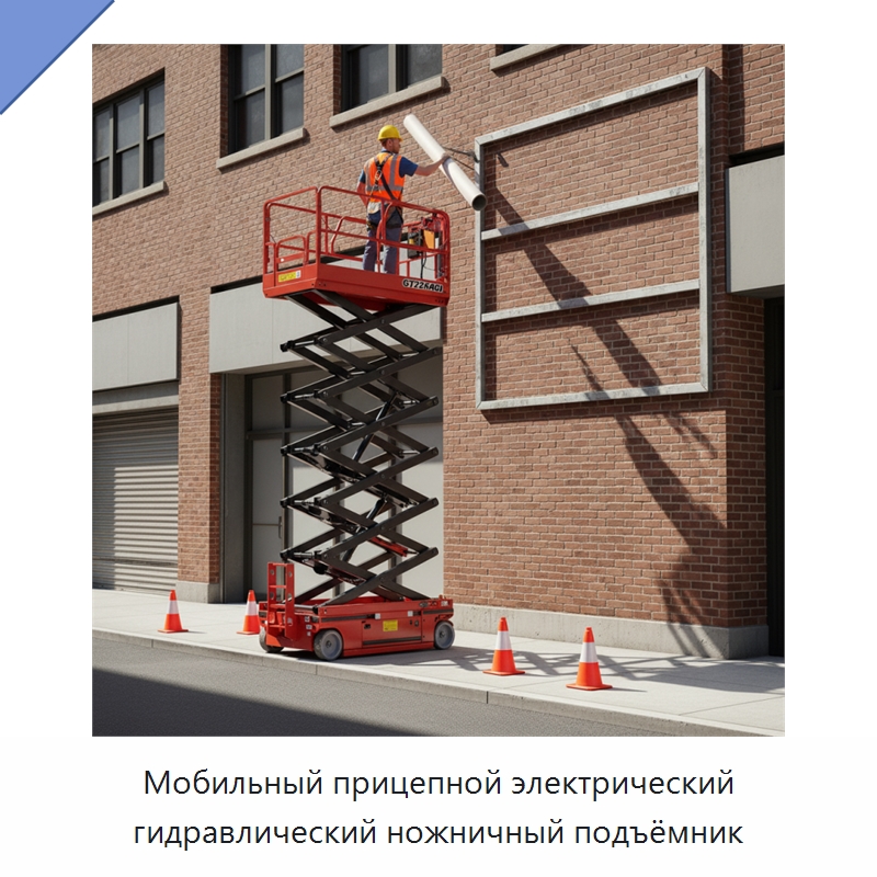 Мобильный прицепной электрический гидравлический ножничный подъёмник — Подъемные столы
