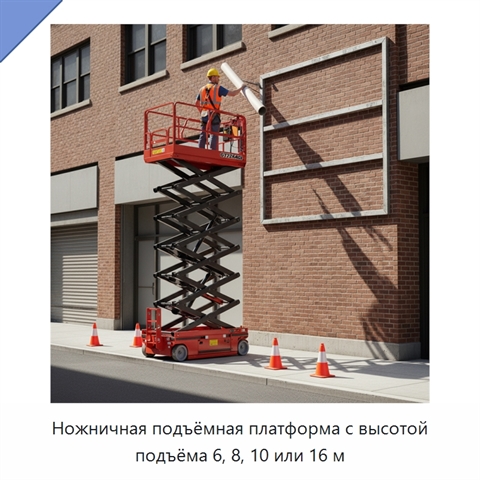 Ножничная подъёмная платформа с высотой подъёма 6, 8, 10 или 16 м