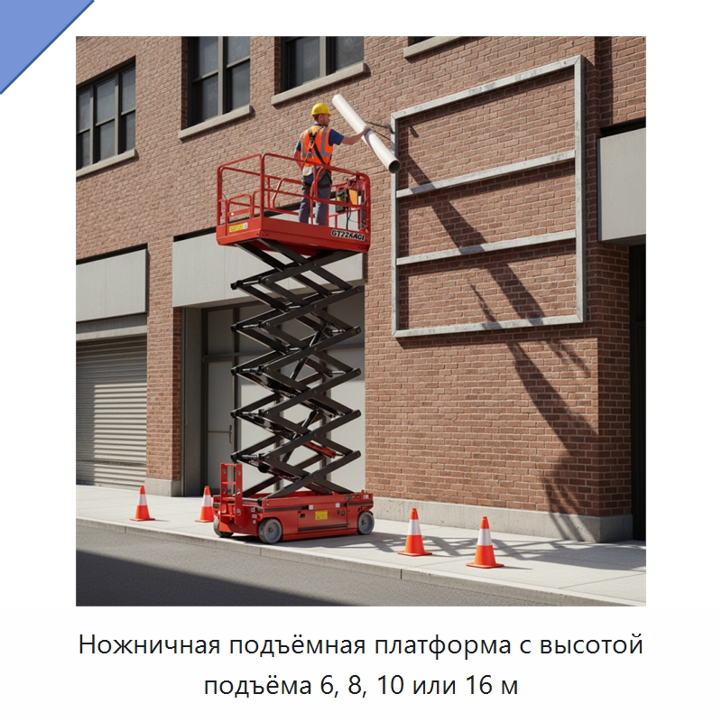 Ножничная подъёмная платформа с высотой подъёма 6, 8, 10 или 16 м — Подъемные столы