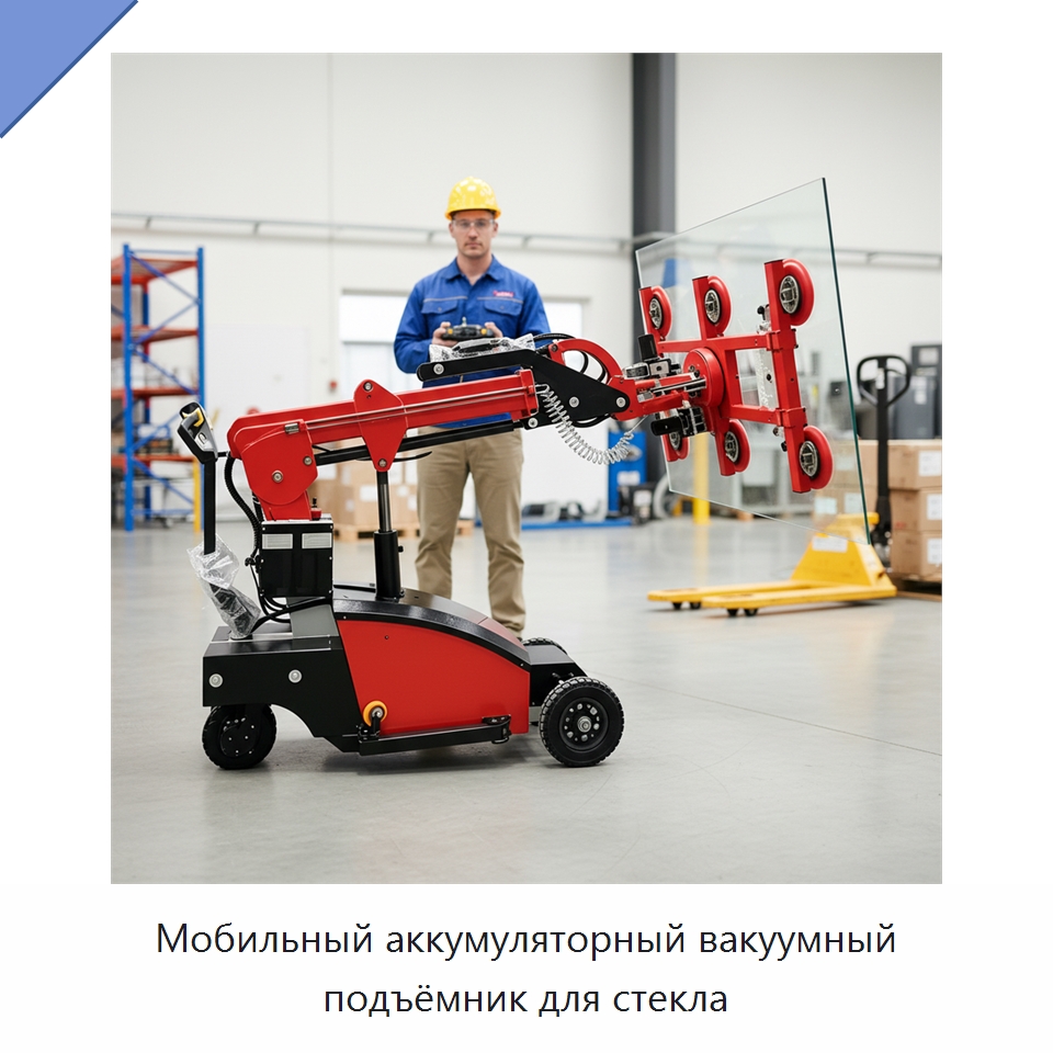 Мобильный аккумуляторный вакуумный подъёмник для стекла