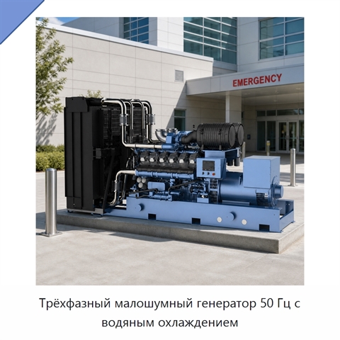 Трёхфазный малошумный генератор 50 Гц с водяным охлаждением