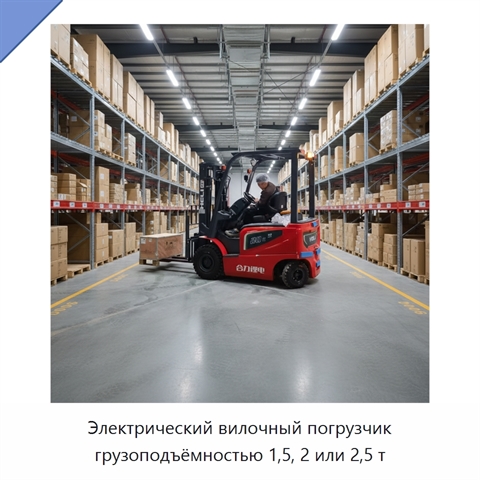 Электрический вилочный погрузчик грузоподъёмностью 1,5, 2 или 2,5 т