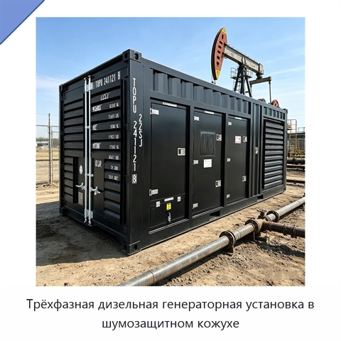 Трёхфазная дизельная генераторная установка в шумозащитном кожухе