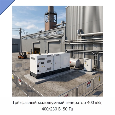 Трёхфазный малошумный генератор 400 кВт, 400/230 В, 50 Гц