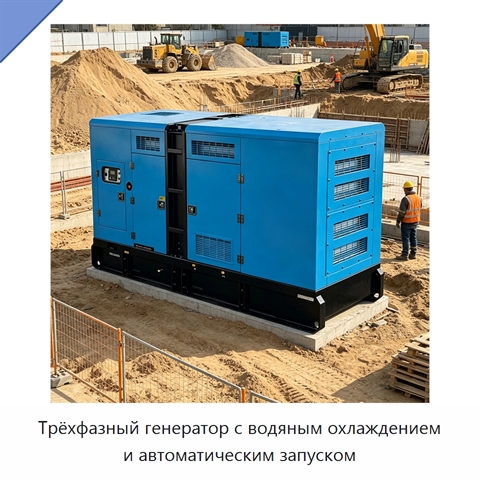 Трёхфазный генератор с водяным охлаждением и автоматическим запуском