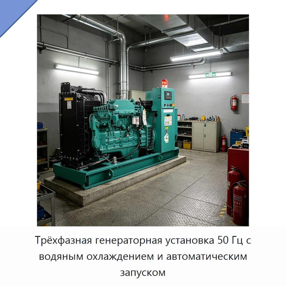 Трёхфазная генераторная установка 50 Гц с водяным охлаждением и автоматическим запуском — Дизельные генераторы
