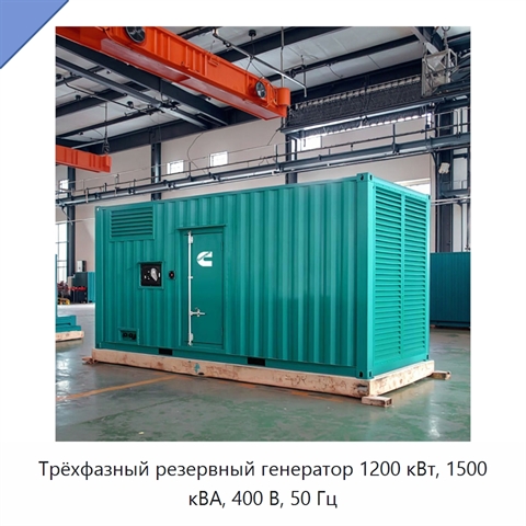 Трёхфазный резервный генератор 1200 кВт, 1500 кВА, 400 В, 50 Гц