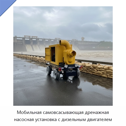 Мобильная самовсасывающая дренажная насосная установка с дизельным двигателем