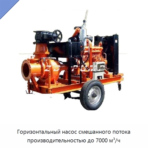 Горизонтальный насос смешанного потока производительностью до 7000 м³/ч