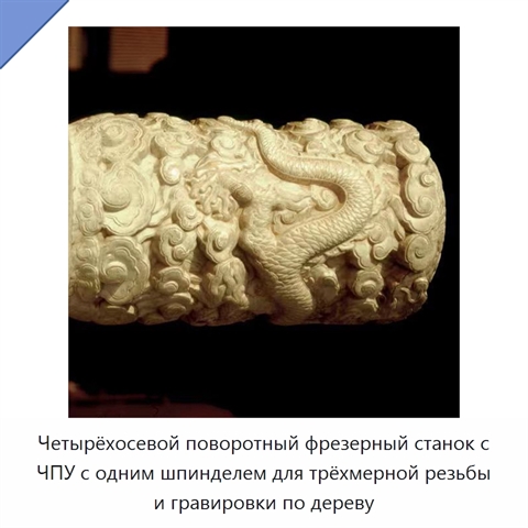 Четырёхосевой поворотный фрезерный станок с ЧПУ с одним шпинделем для трёхмерной резьбы и гравировки по дереву