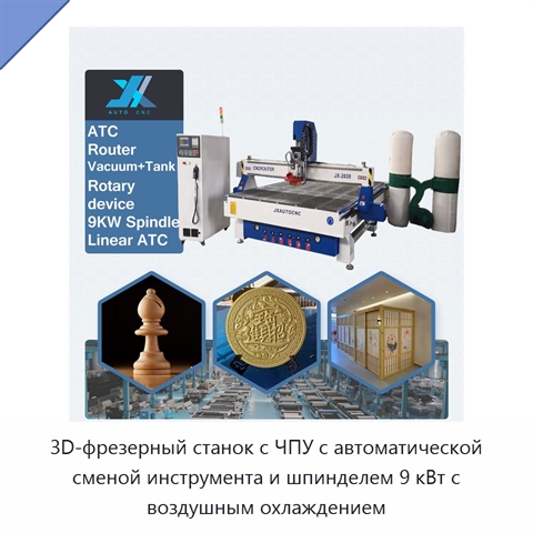 3D-фрезерный станок с ЧПУ с автоматической сменой инструмента и шпинделем 9 кВт с воздушным охлаждением
